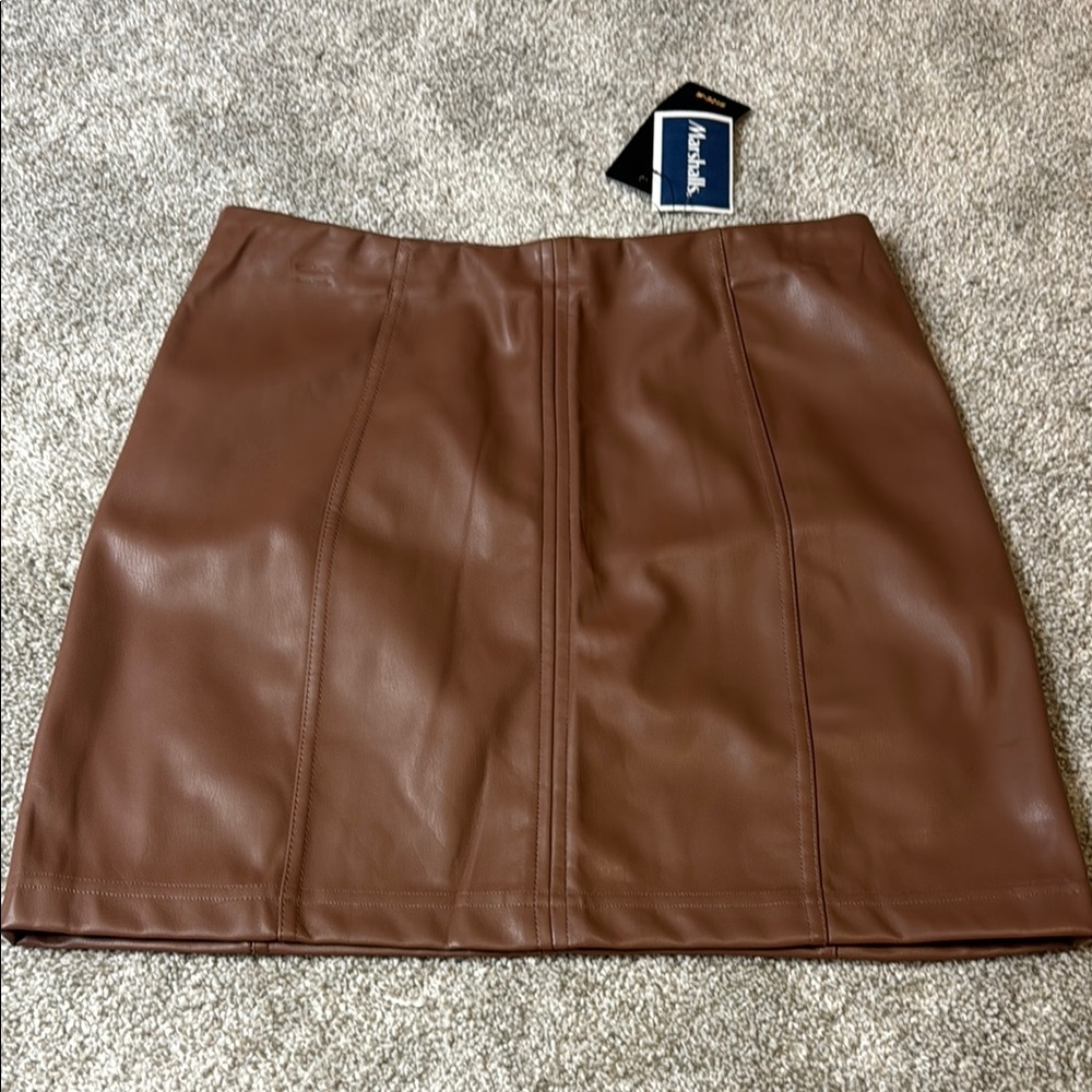 NWT Faux Leather Brown Mini Skirt